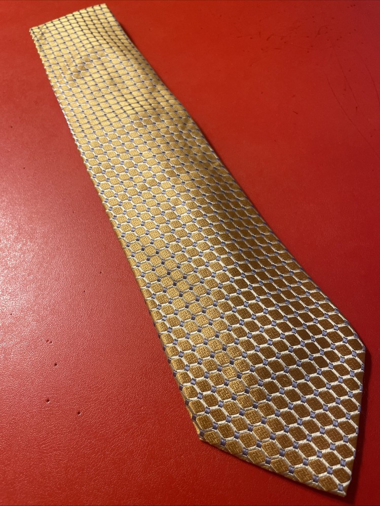 EUC Ike Behar Thick Woven Silk Geometric Tie USA Made Hand Tailored Necktie