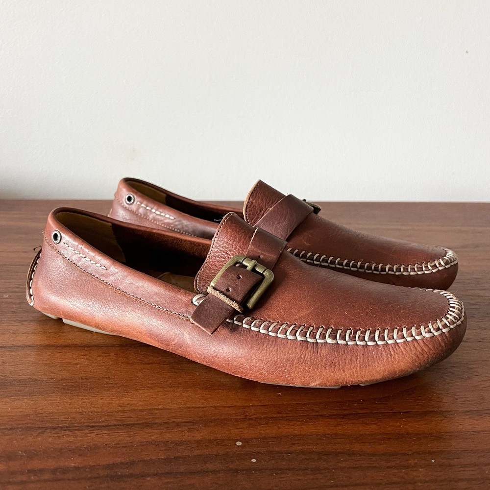 J&M Johnston & Murphy Brown Leather Driving Loafers Buckle Men’s Size 8M