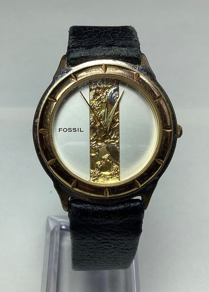 Fossil Vintage Gold Brass Skeleton Watch SK-5079 with New Battery