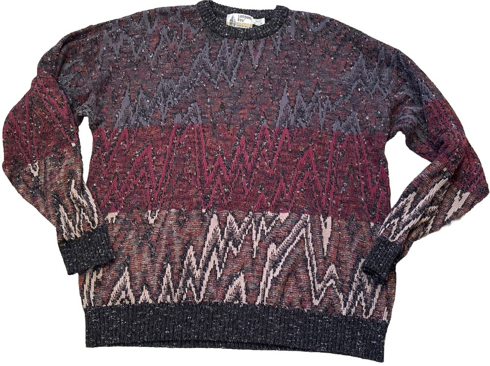 Vintage London Fog Sweater 2X LT Coogi-Style Textured Grandpa Design