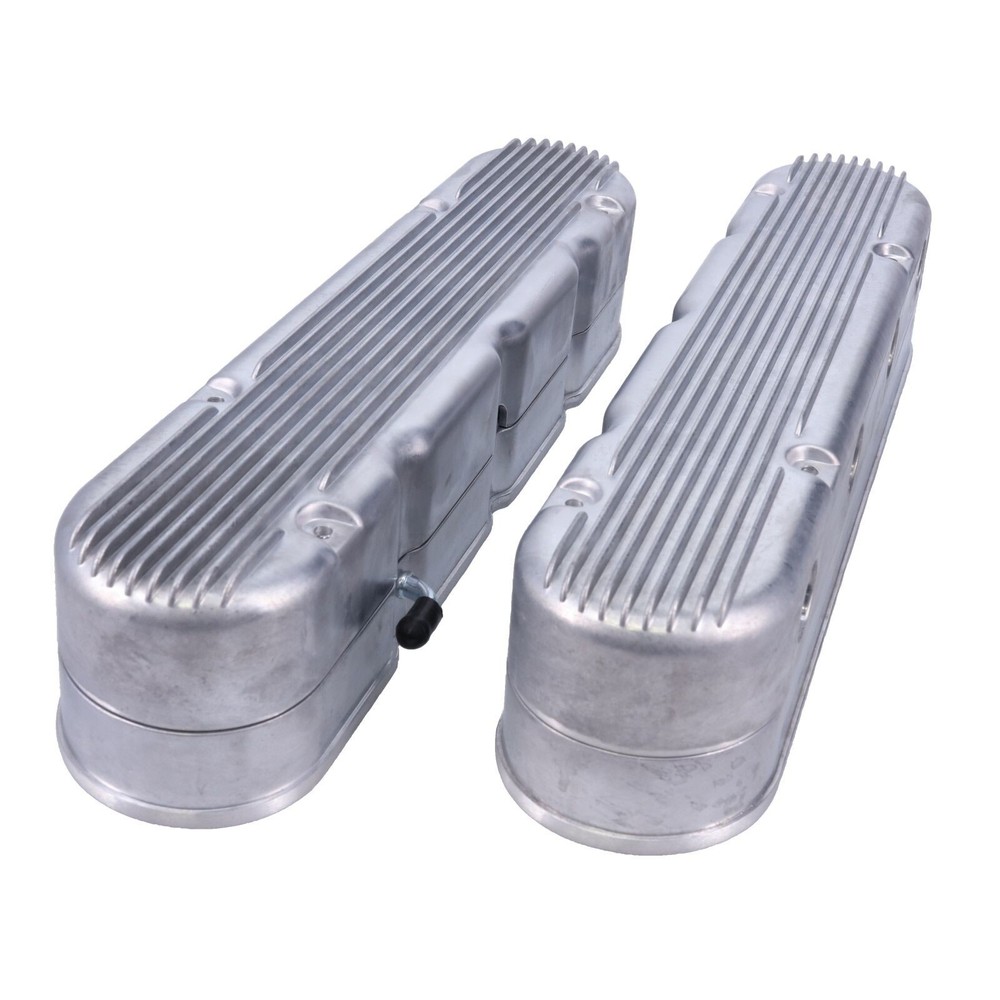 GM LS V8 Satin Finned Aluminum 2-Piece Valve Covers with Coil Mounts and Covers