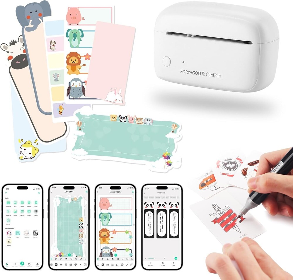 Mini Portable Thermal Sticker Printer Label Maker No Ink Needed