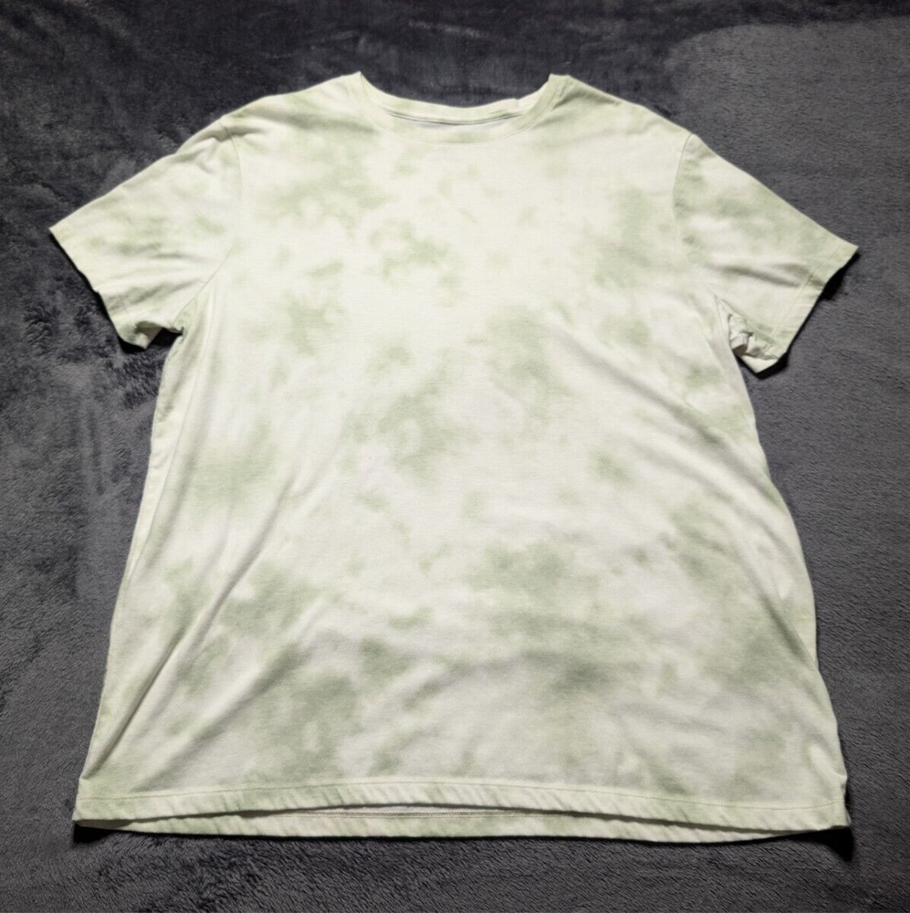 Acid Wash Tie Dye Retro Y2K XL Light Green Loose Fit Casual T-Shirt-image
