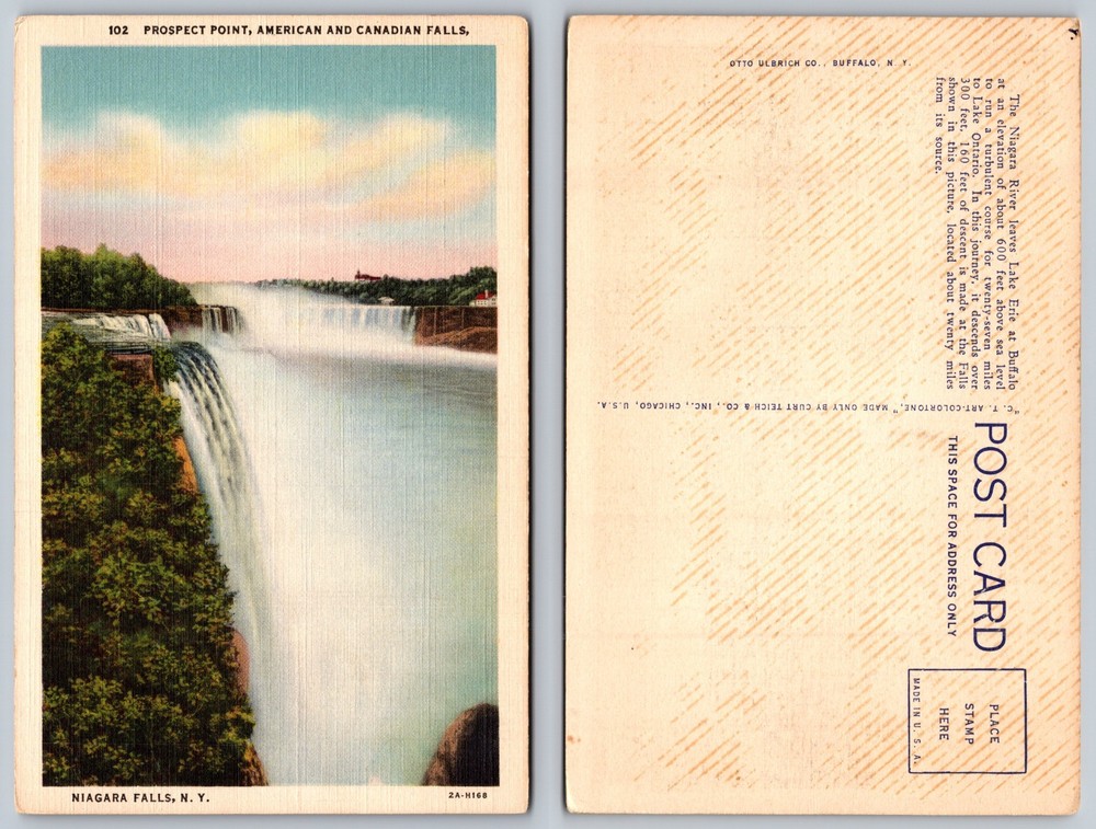 Prospect Point American And Canadian Falls Niagara Falls NY Postcard