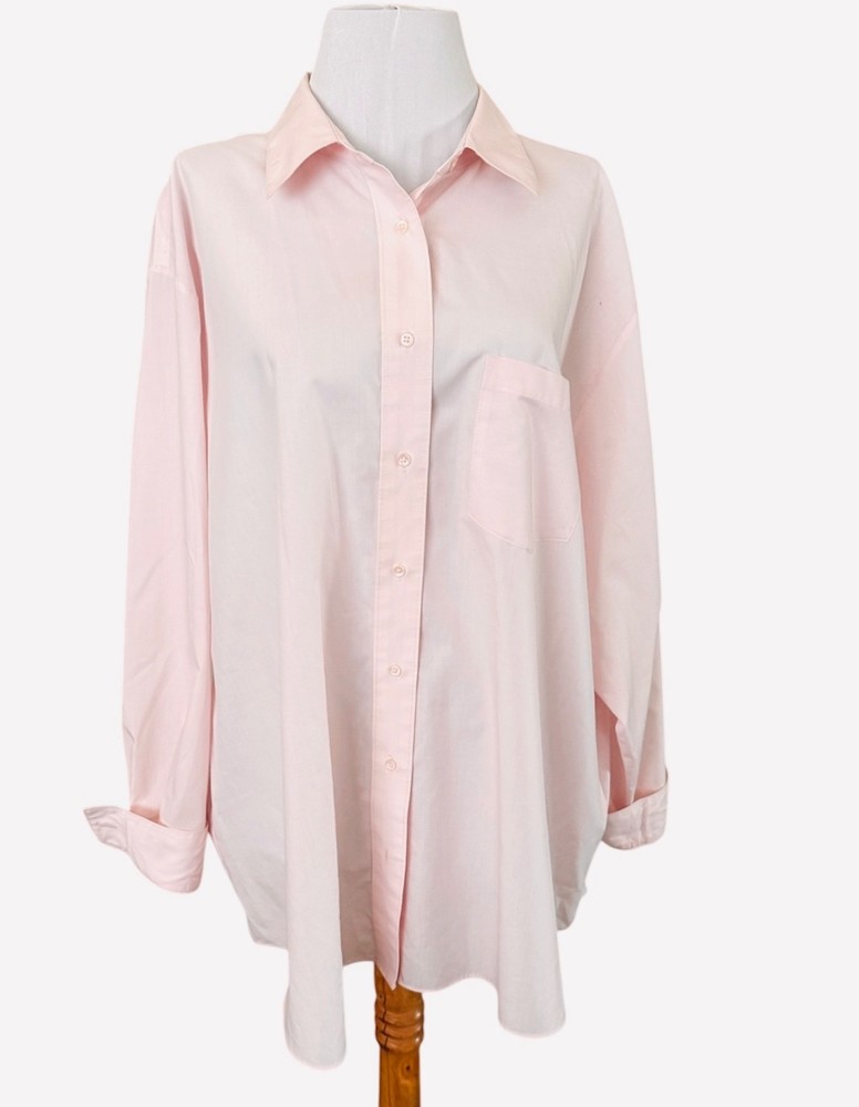 Foxcroft SZ 22W Pink Collared Wrinkle Free Long Sleeve Button Front Blouse