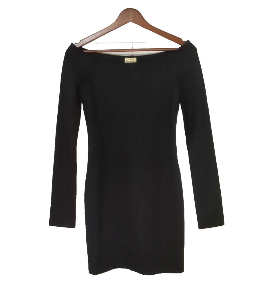 Torn By Ronny Kobo Black Small Dress Ponte Bodycon Long Sleeve NWT Gola