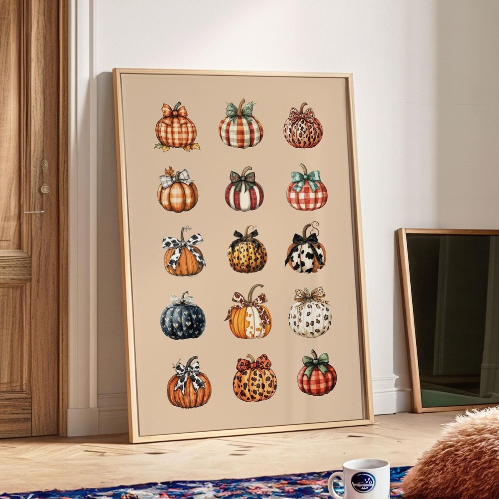 Boho Pumpkin Print Fall Wall Decor Retro Kitchen Poster Autumn Wall Art
