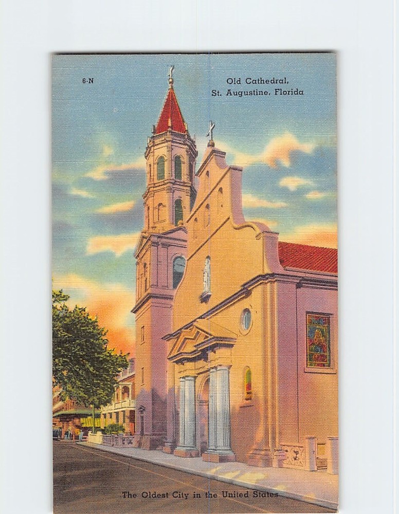Postcard Old Roman Catholic Cathedral Saint St. Augustine Florida USA America
