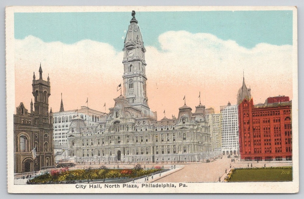 Vintage Postcard Philadelphia City Hall North Plaza P. Sander PA c1910 Unposted