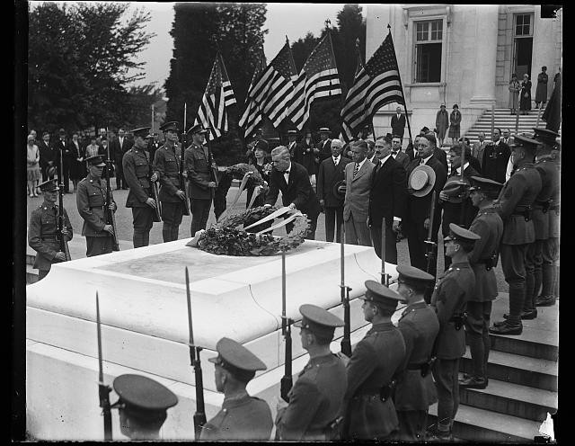 Arlington Virginia Tomb of Unknown Soldier 1920s Military Ceremony Wreath