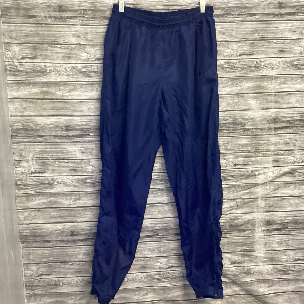 Vintage 90s Nike White Tag Blue Nylon Mens Medium Track Pants Joggers Activewear