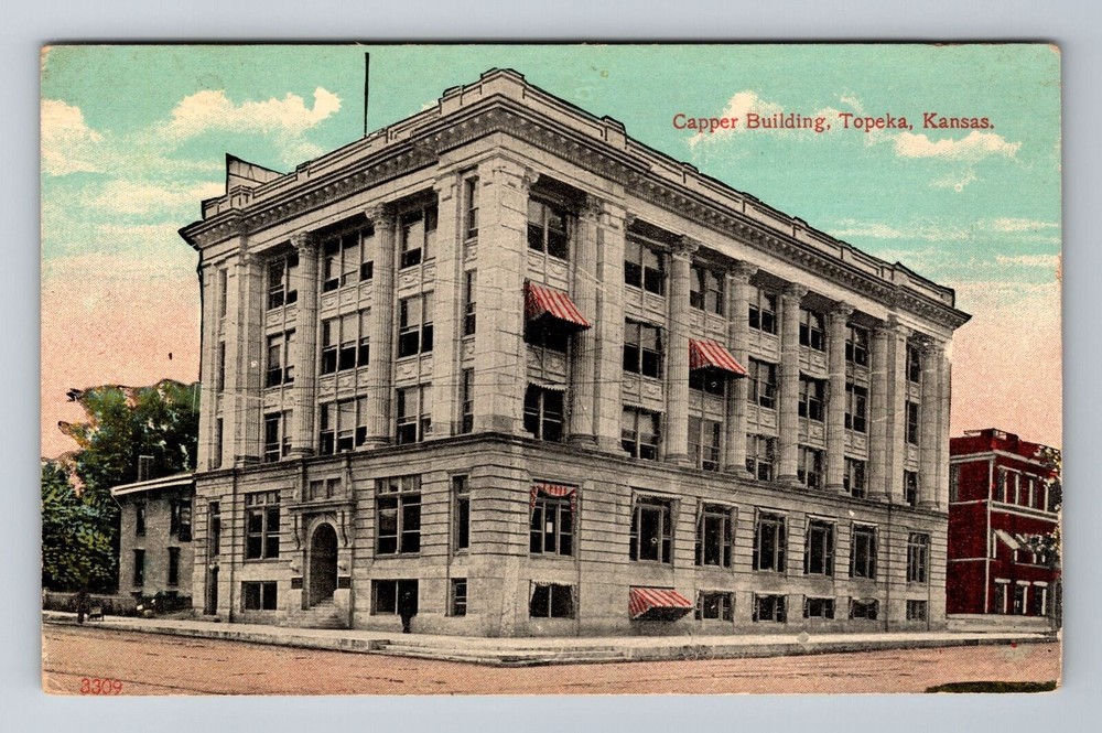 Topeka KS-Kansas, Capper Building, Antique, Vintage Souvenir Postcard