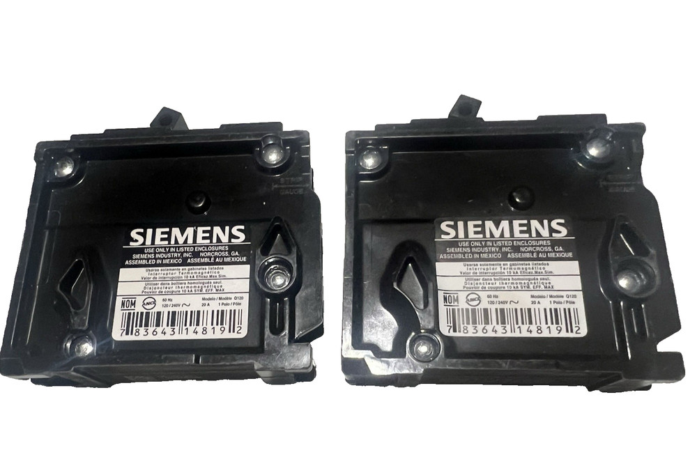 1pr Siemens Q120 Plug On Circuit Breakers 20A 120/240V 1PH QP 20 Amp 1 Pole Used