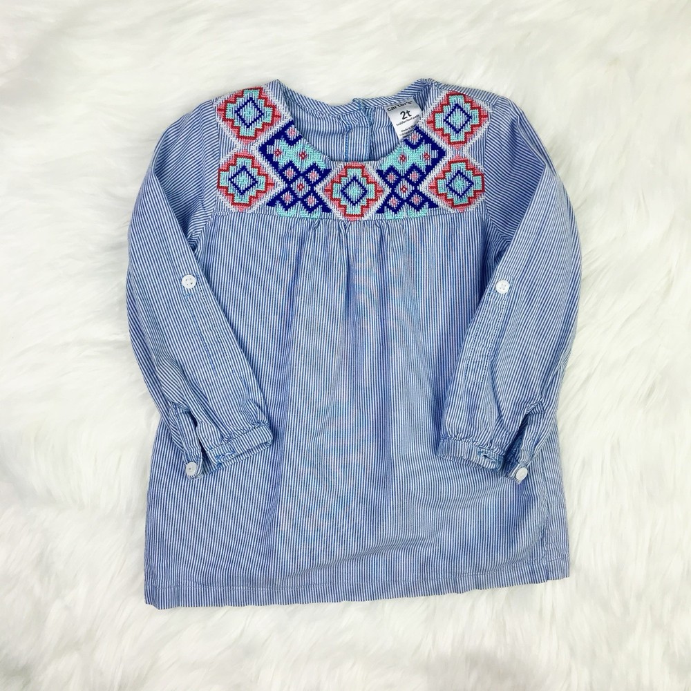 Carter’s Embroidered Boho Toddler Girls Long Geo Long Sleeve Tunic 2T