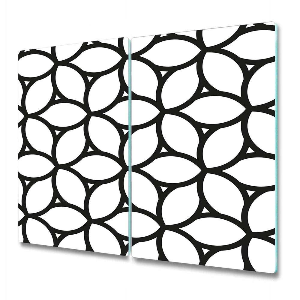 Black and White Geometric Glass Worktop Saver 2x30x52 Simple Design