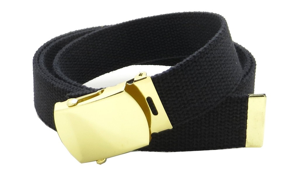 Canvas Web Belt Military Style with Brass Buckle and Tip 54