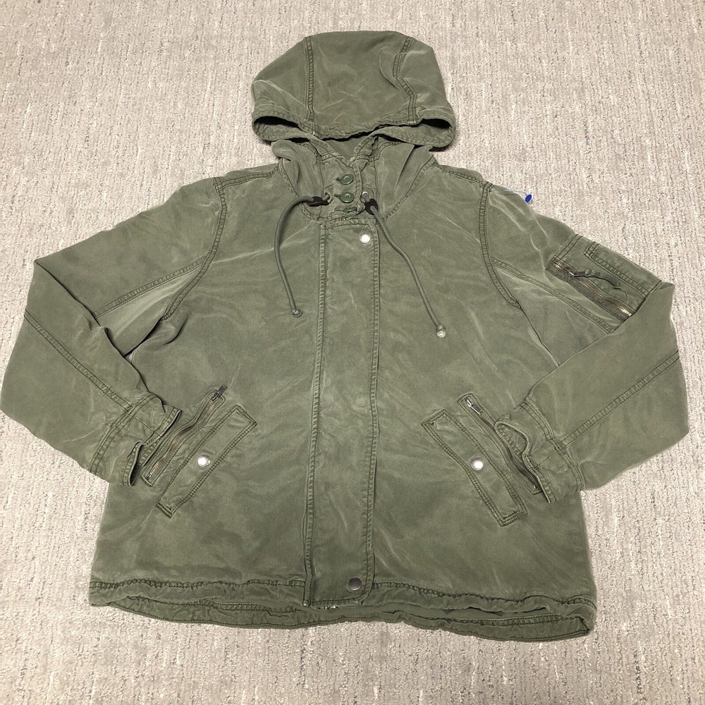 American Eagle Type AE-177 Army Field Jacket Women’s Size XL Green Hooded Zip Up