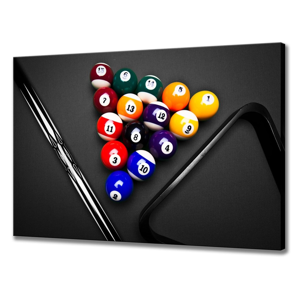 - Sport Canvas Wall Art Playing Pool Table Billiard Balls Picture Giclee Prin...