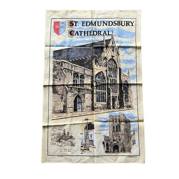 St. Edmundsbury Cathedral Fabric Print Made in UK The Norman Tower & Pont Cotton
