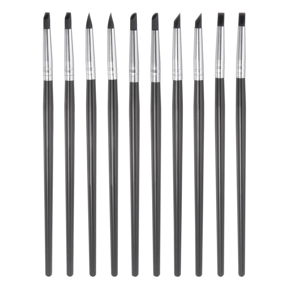 10pcs Silicone Clay Sculpting Tool Clay Sculpting Rubber Tip Shaping Pen Black