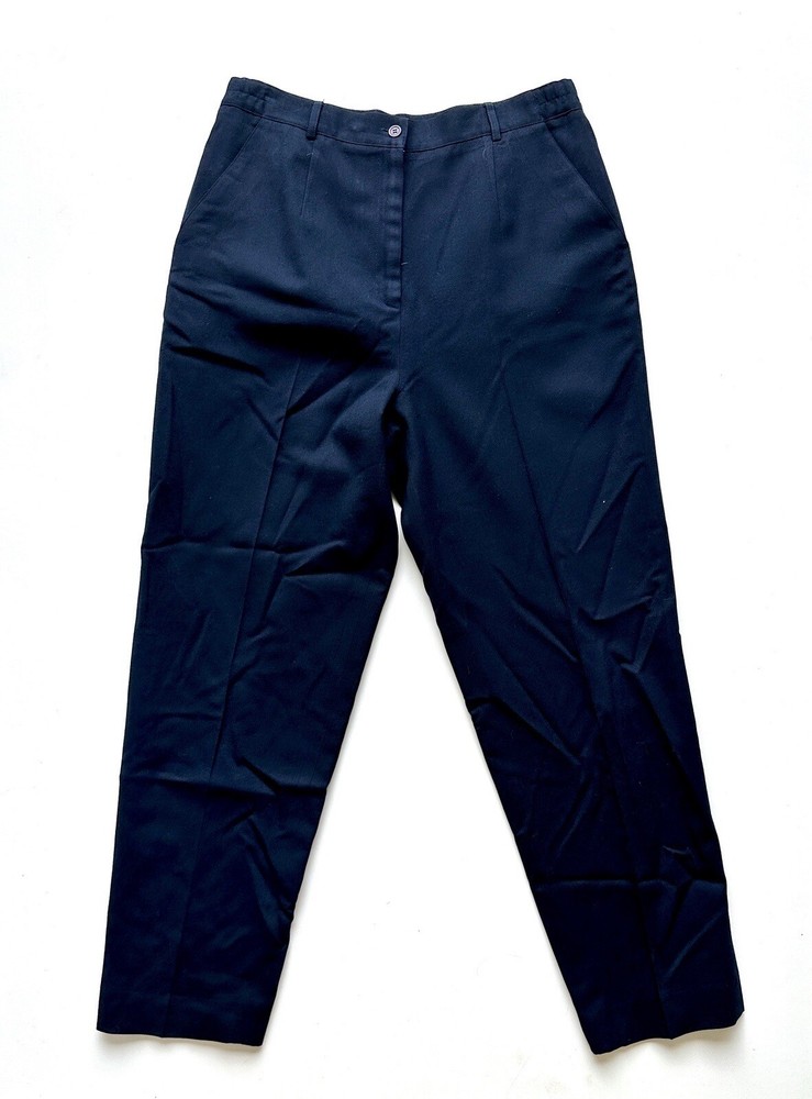 Vintage Talbots Navy Blue High Waisted Wool Pleated Retro Lined Pants Women's 14