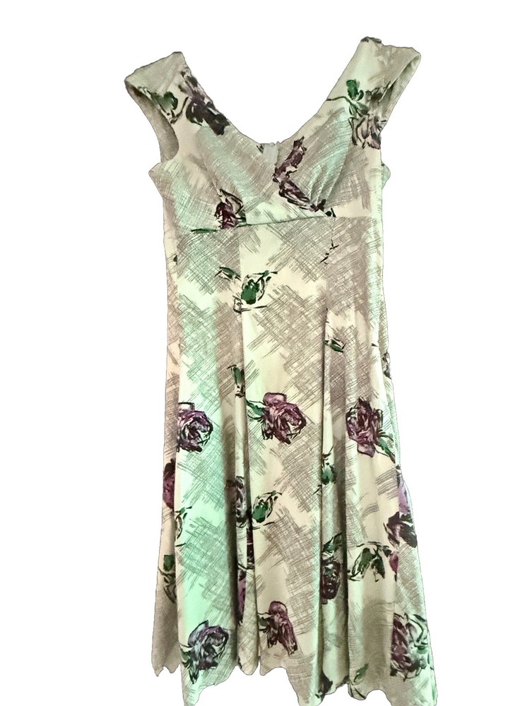RETROSPEC’D S 10 Dress Fit N Flare Blue & Purple Floral Print Rockabilly Pinup