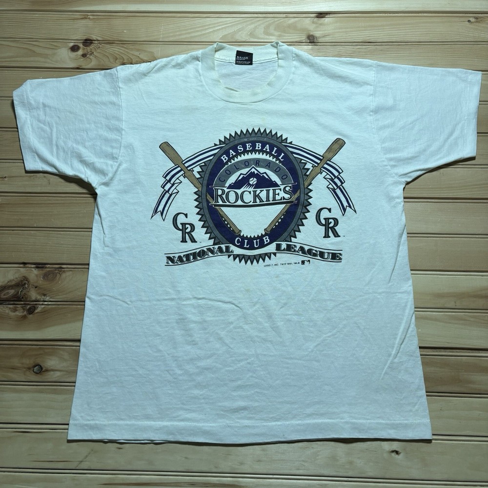 Vintage 90s Colorado Rockies MLB Baseball Club 1991 Single Shirt Size XL