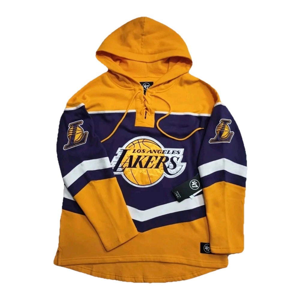 Los Angeles Lakers NBA Basketball Hockey Jersey Lace Hoodie Large Kobe LeBron