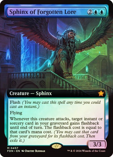 Sphinx of Forgotten Lore Extended Art Foil NM MTG Foundations Magic Card