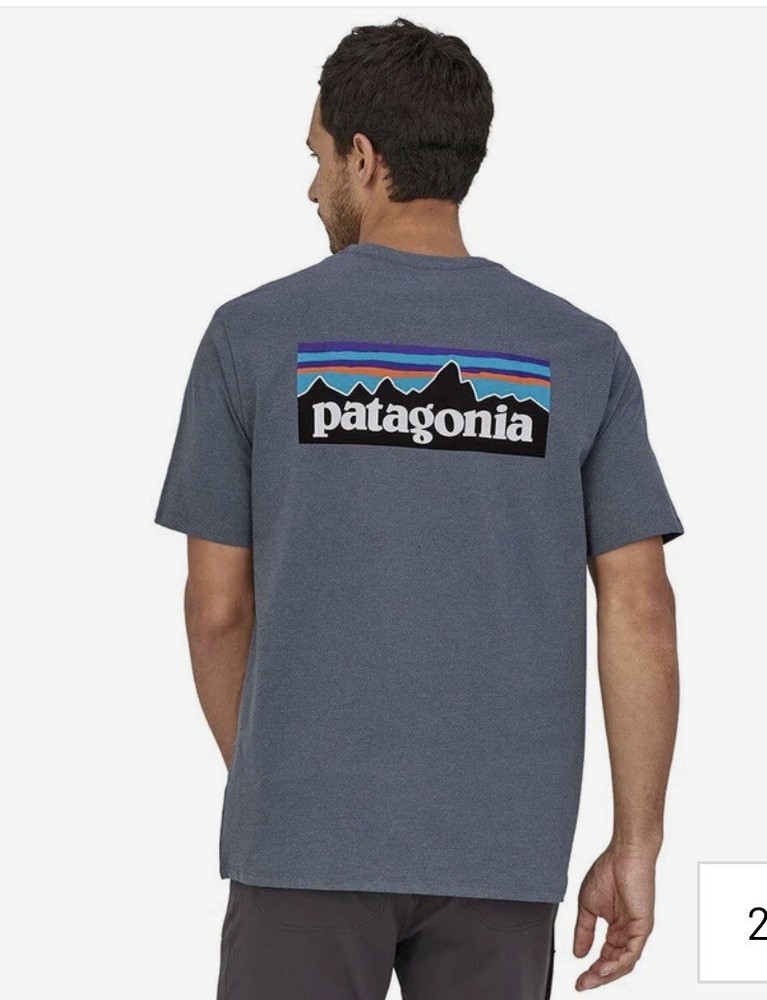 Patagonia Responsibili-Tee Regular Fit Graphic Logo T-Shirt Gray L Short Sleeve