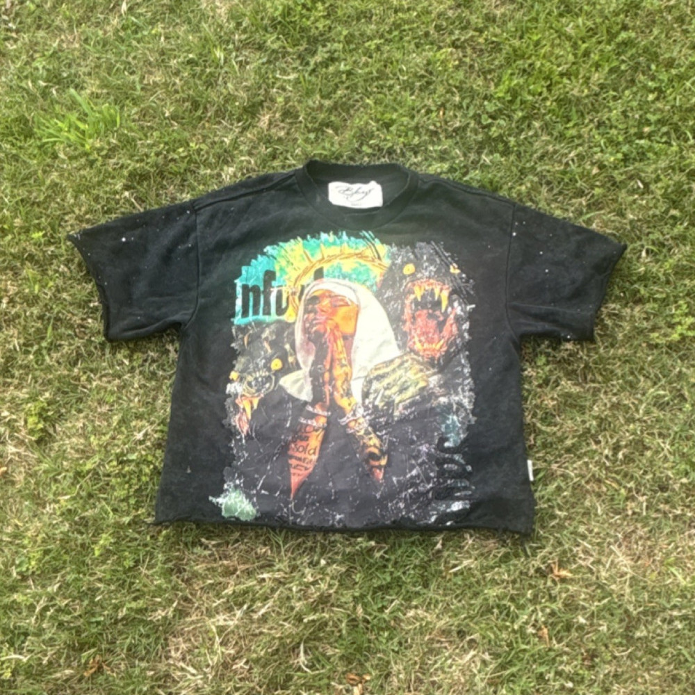 Ed Hardy Black Double-Sided Graphic Logo Cotton Crew Neck Short Sleeve Tee S