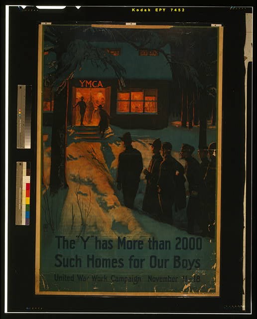 World War I,WWI,YMCA,United War Work Campaign,Soldiers,Snow,1917,Canteen