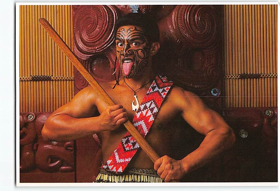Postcard Maori Warrior Maori Polynesian Cultural Center Honolulu Hawaii USA