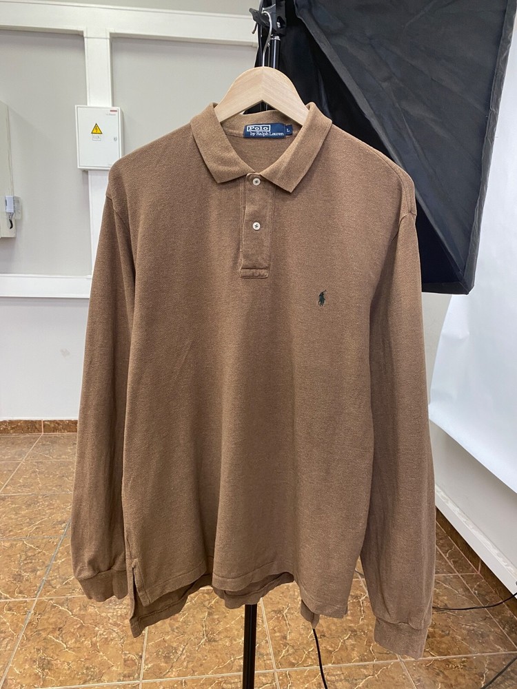 🇺🇸 Vintage 90s Ralph Lauren Polo Long Sleeve Retro Rare Y2K size L color Brown