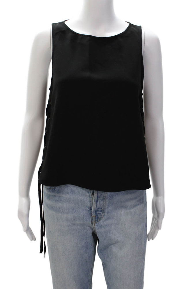 Rag & Bone Womens Sleeveless Round Neck Lace-Up Tank Top Blouse Black Size SFree Shipping in US $100+ Orders | $6.95 Orders Below