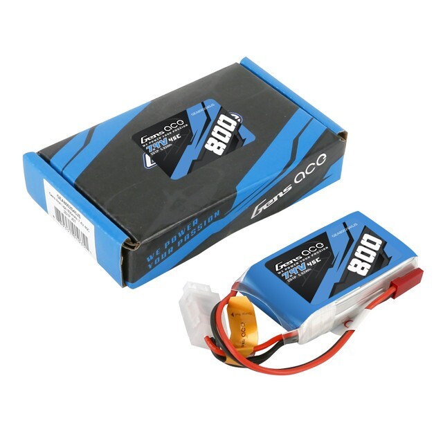 Gens Ace 7.4V 800mAh 2S 45C RC Remote Control Airplane Lipo Battery JST Plug-image