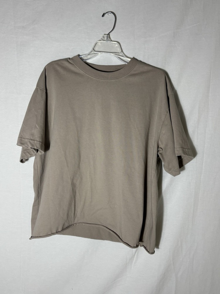 Cropped Men’s Beige Baggy Tee Shirt Boxy Fit Pacsun Size Adult Large