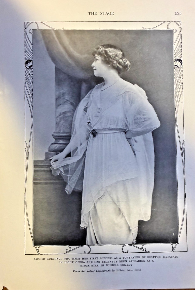 1914 Vintage Magazine Illustration Louise Gunning Light Opera Performer