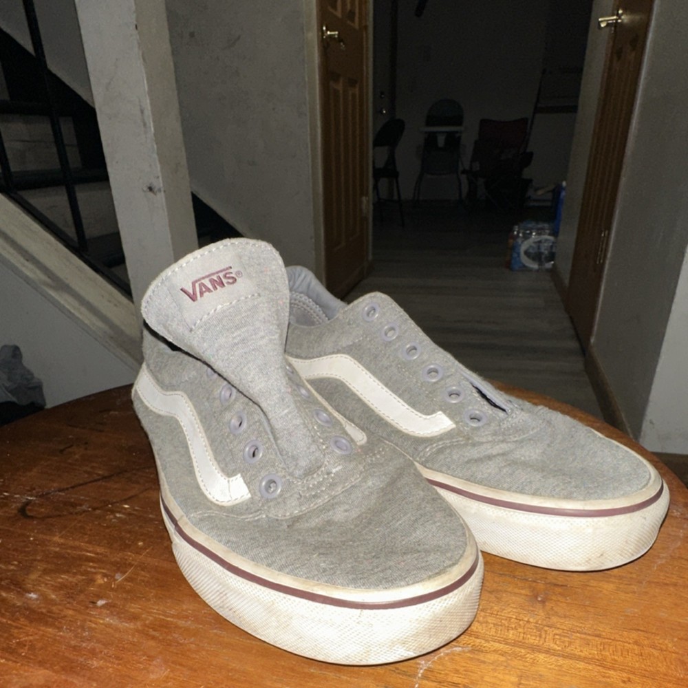 VANS Gray Canvas Sneakers Men's Casual Shoes Logo Accent Rubber Sole