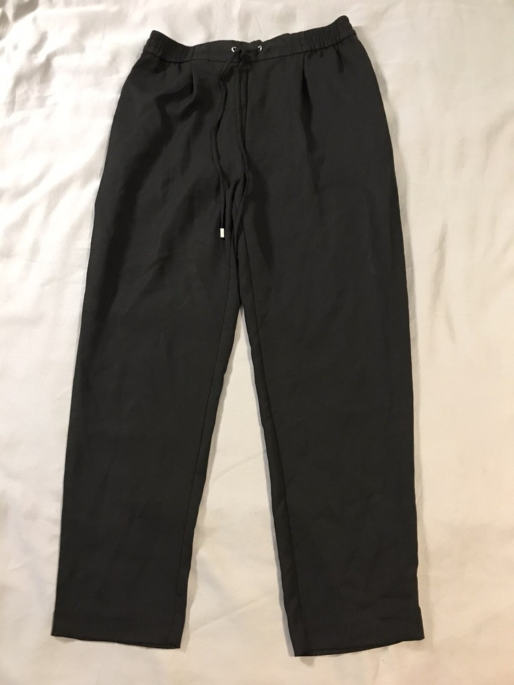 Zara Pants Womens Small Black Drawstring Pockets Elastic Waist