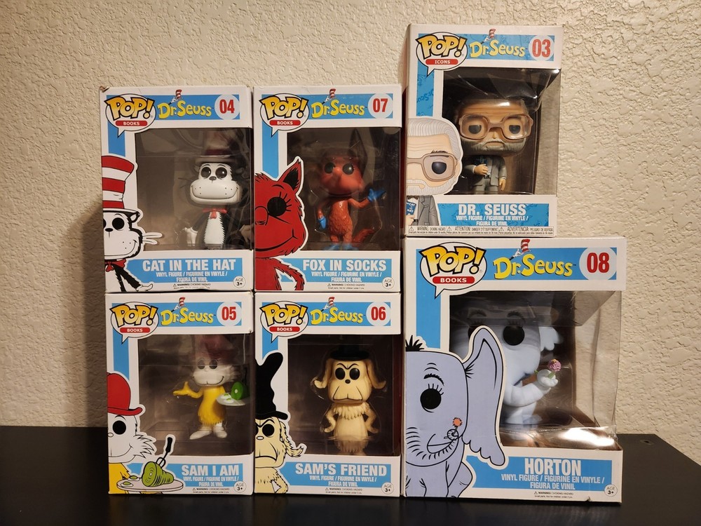 Funko Pop Books Dr. Seuss Complete Set Lot Of 6 Cat In The Hat, Sam I Am, Horton