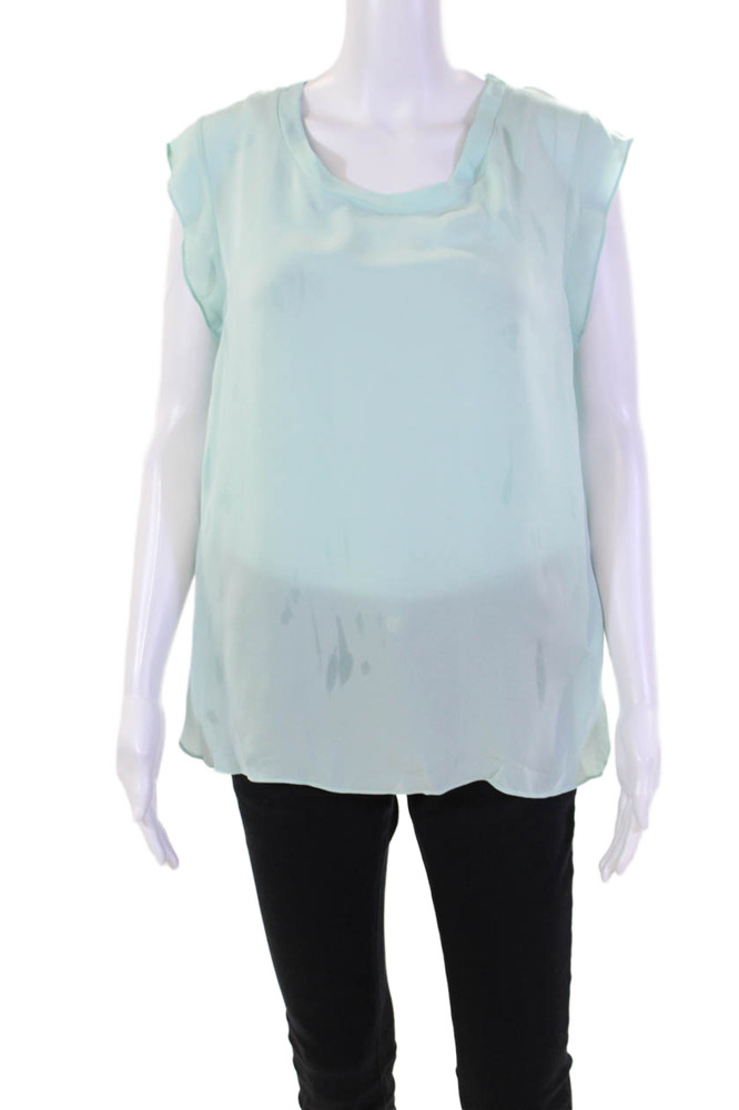 3.1 Phillip Lim Womens Silk Sleeveless Round Neck Tank Top Blouse Blue Size 4Free Shipping in US $100+ Orders | $6.95 Orders Below