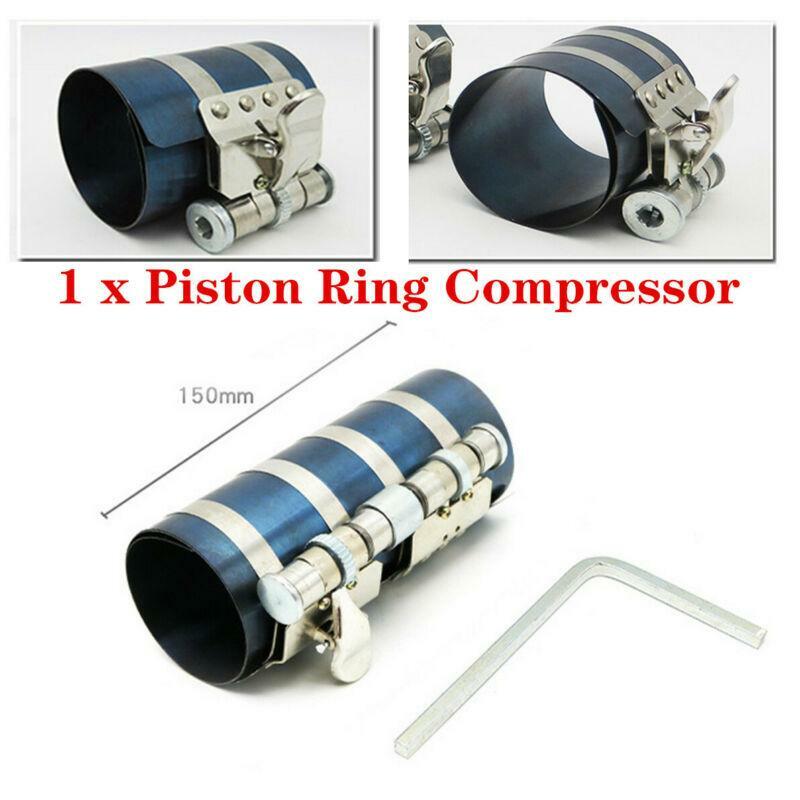6-Inch Steel Car Engine Piston Ring Compressor Tool with Ratchet Installer