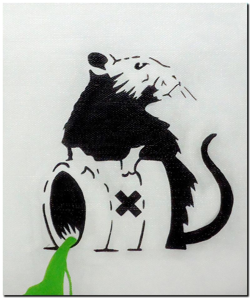 BANKSY STREET ART *FRAMED* CANVAS PRINT Toxic rat 24x16