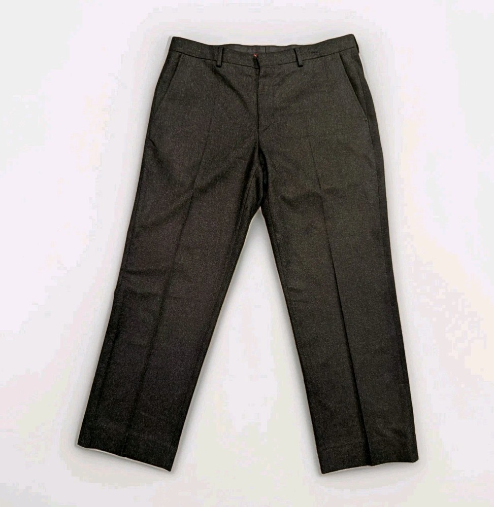 Polo by Ralph Lauren 100% Wool Dress Pants Mens 34 Black Flat Front Made Italy
