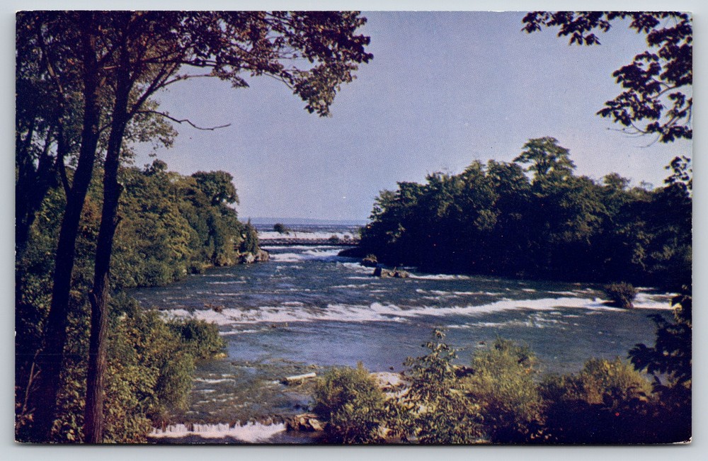 New York~Niagara River From Above The Falls~Scenic View~Vintage Postcard