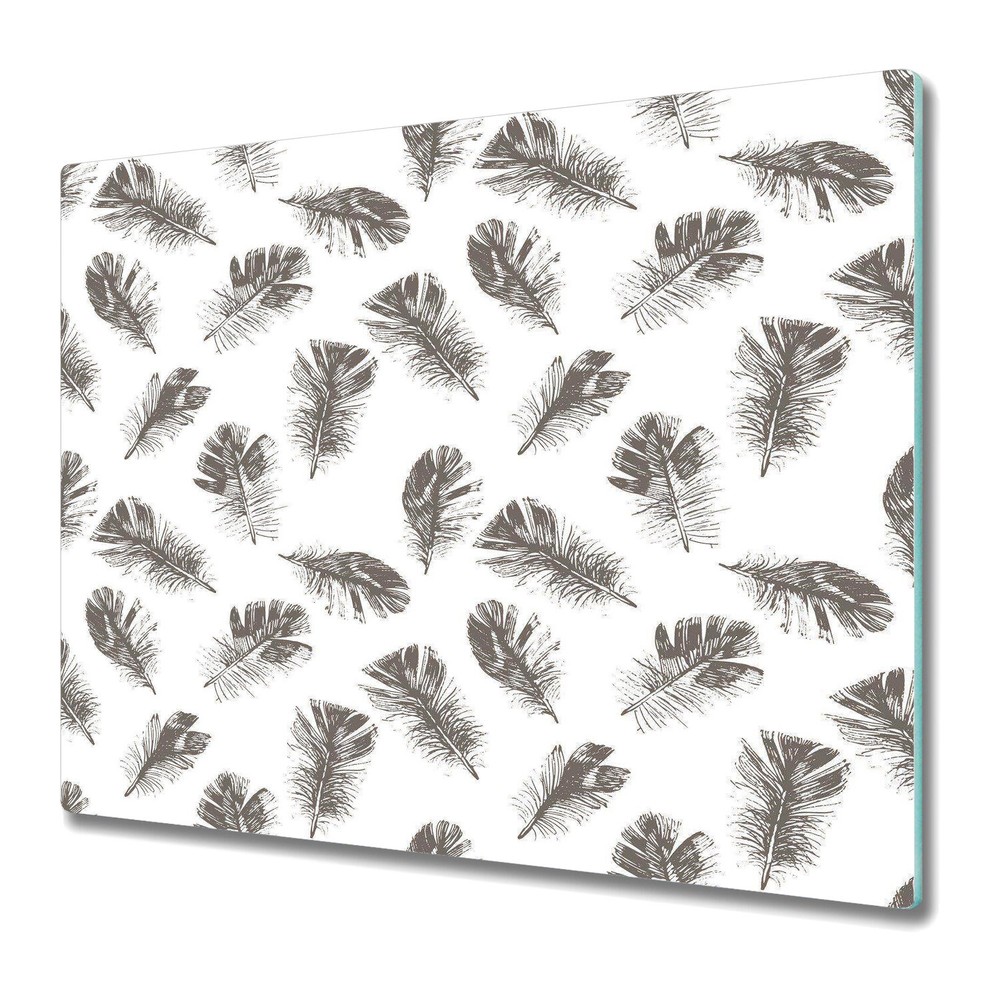 Glass Worktop Saver Delicate Feather vintage style retro fairytale 60x52