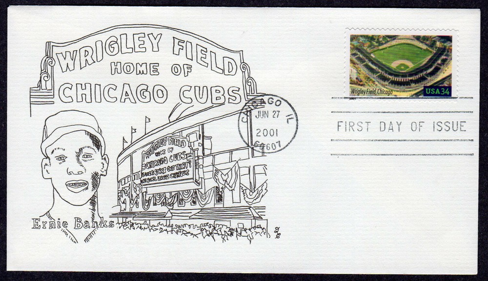 2001 Ernie Banks At Chicago's Wrigley Field - Queensbury Uncolored FDC H818