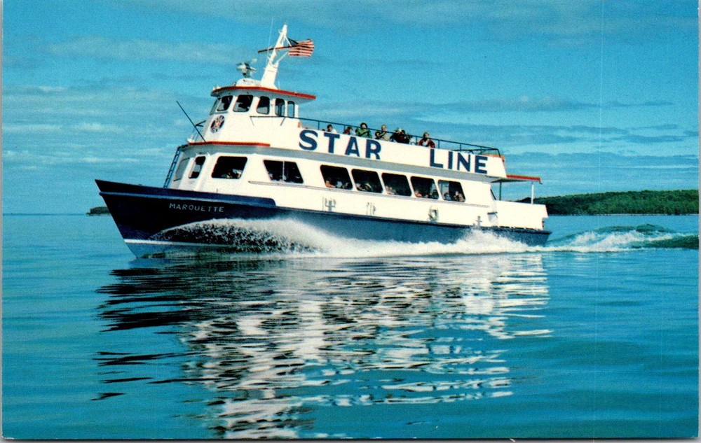 Dr Jim Stamps Postcard M.V. Marquette Star Line Boat To Mackinac Island