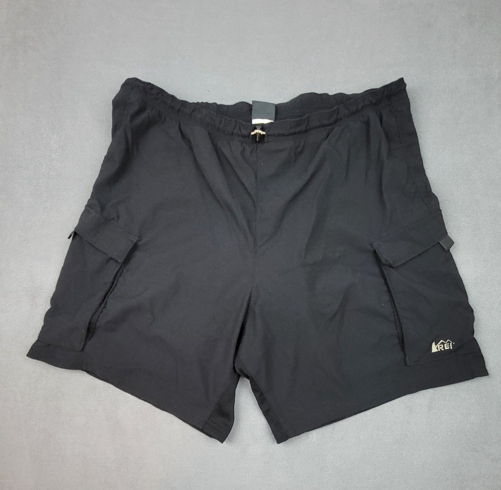 REI Cargo Shorts Mens XL Black Baggy Hiking Travel Pockets Lightweight Nylon